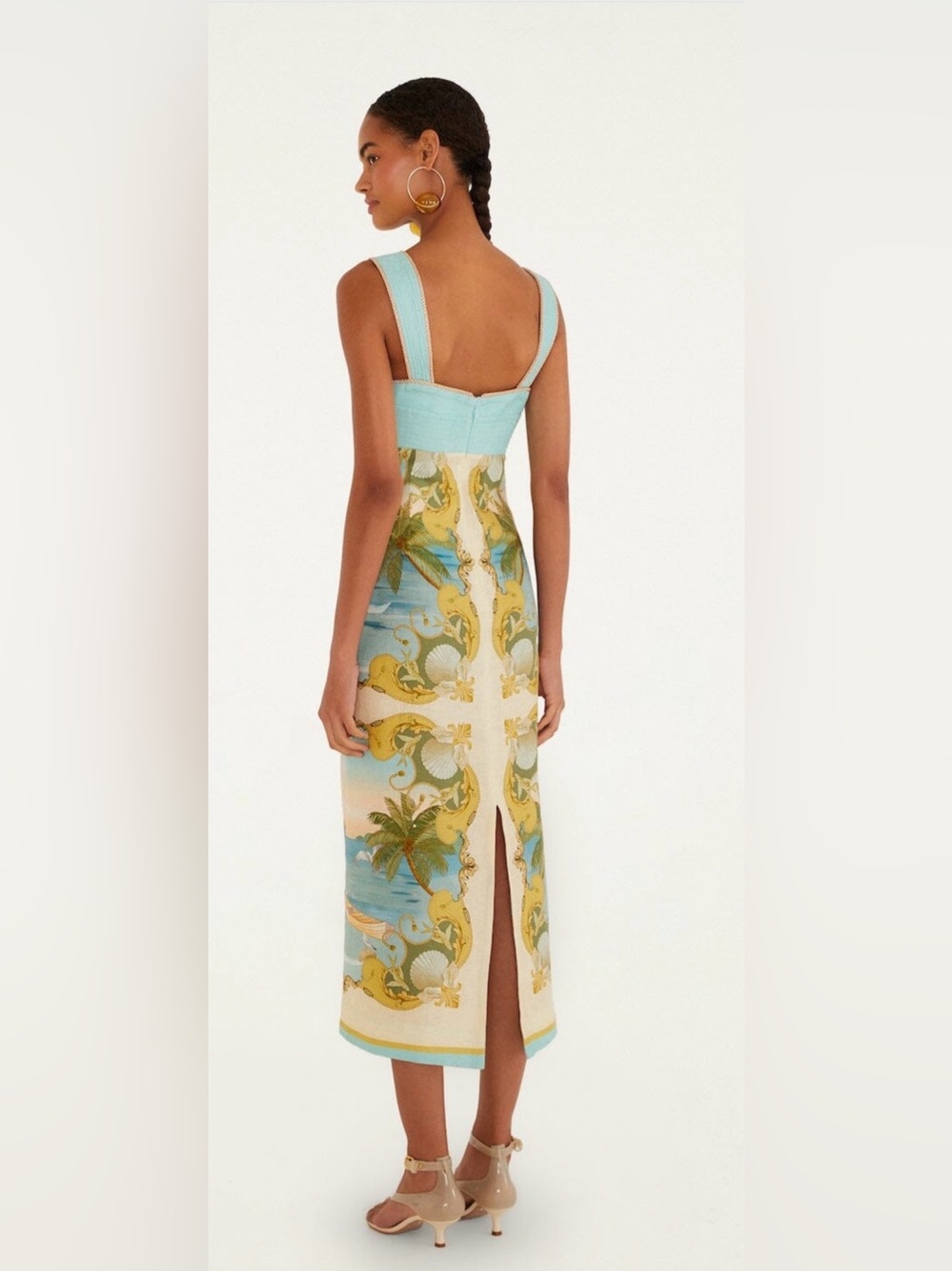 FARM Rio Mulicolor Royal Sea Linen Dress NWT - Picture 2 of 7